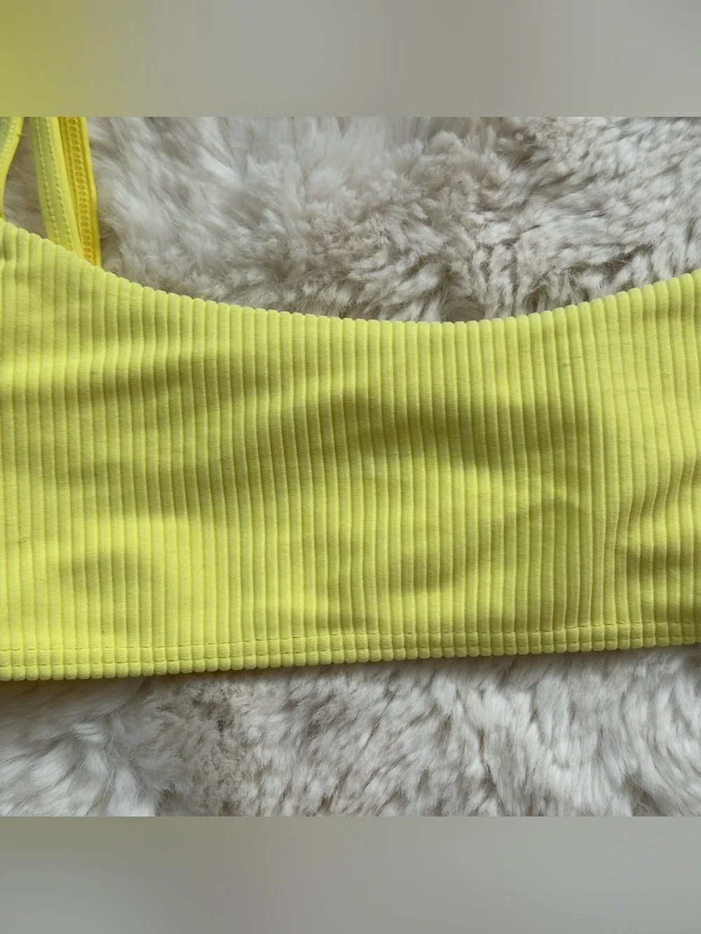 Frankie’s Bikinis Yellow Ribbed Bikini Top